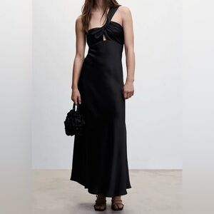 Mango Black Twist-Detail Maxi Dress